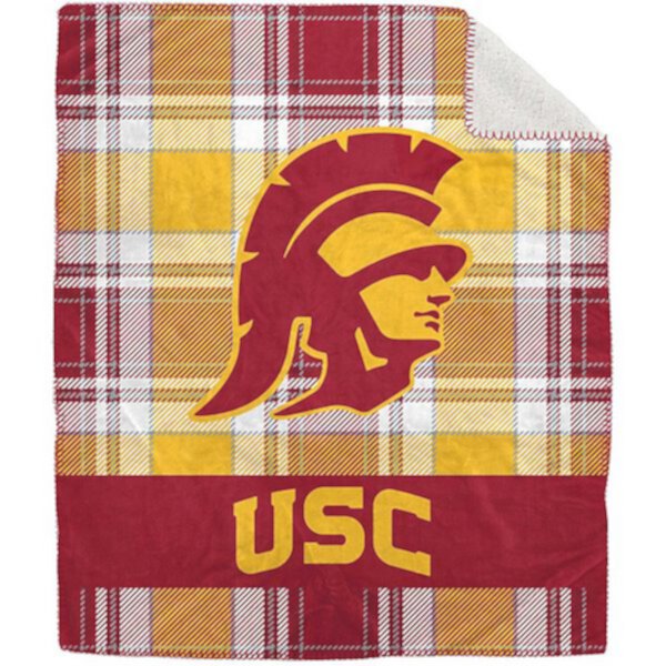 Плюшевый плед USC Trojans 127 см x 152 см, сверхмягкая клетчатая фланелевая шерпа Pegasus