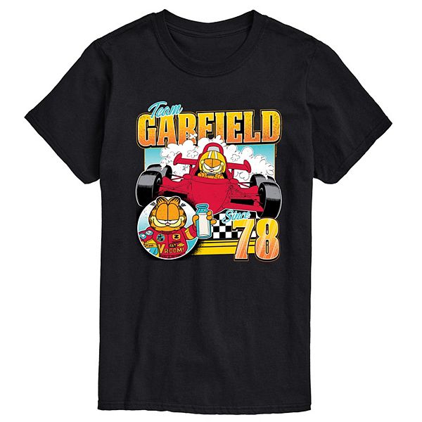 Мужская футболка Garfield Racing Team с графическим принтом, классический крой и круглый вырез Nickelodeon