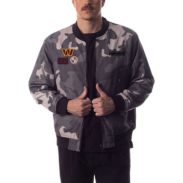 Unisex The Wild Collective Gray Washington Commanders Camo Bomber Jacket The Wild Collective