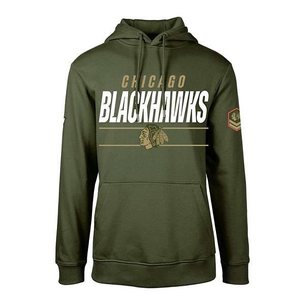 Men's Levelwear Olive Chicago Blackhawks Podium Fleece Pullover Hoodie LevelWear