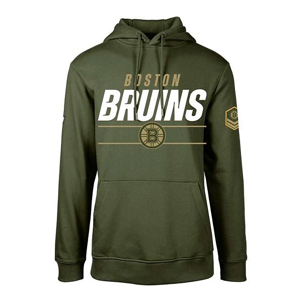 Men's Levelwear Olive Boston Bruins Podium Fleece Pullover Hoodie LevelWear