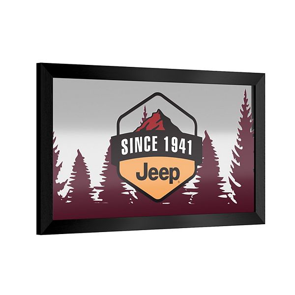 Настенное зеркало для бара Jeep Sunset Mountain с тонкой рамкой, 38 см x 66 см, стеклянное, горизонтальное размещение Trademark Gameroom