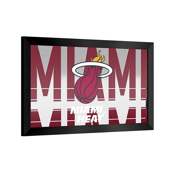 Настенное зеркало для бара Miami Heat City, 38 см x 66 см, из стекла, горизонтальная установка, легкий каркас Trademark Gameroom