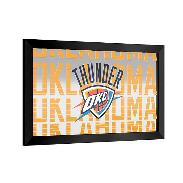 Зеркало с изображением команды Oklahoma City Thunder для бара, 38x66 см, стекло, вес 3.82 кг Trademark Gameroom