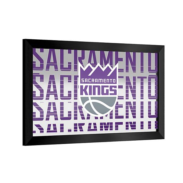 Зеркало Sacramento Kings City с изящной отделкой, 38 см x 66 см, лёгкой конструкцией, настенное крепление Trademark Gameroom