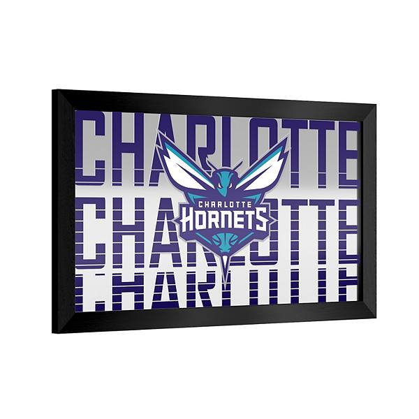 Зеркало для бара Charlotte Hornets, 38 x 66 см, стеклянная поверхность, тонкая рама, горизонтальное размещение Trademark Gameroom