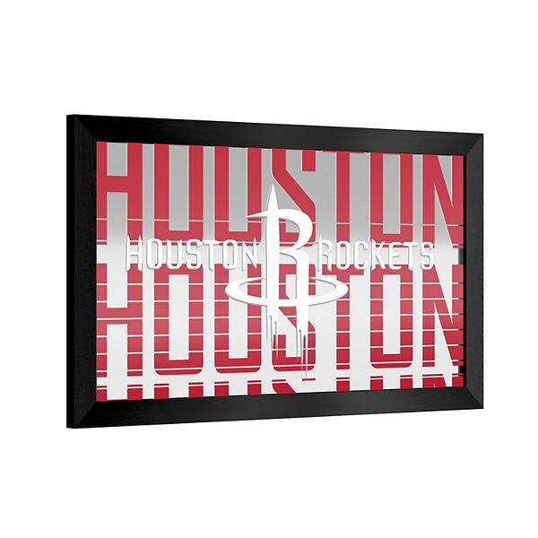 Зеркало для бара Houston Rockets, 38 см x 66 см, стильное с тонкой стеклянной рамой Trademark Gameroom