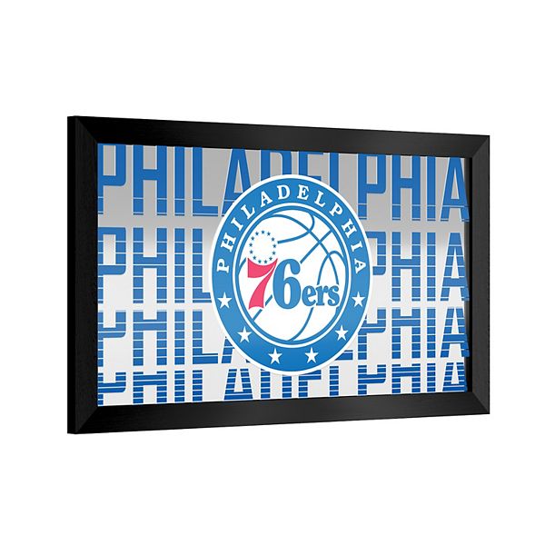 Настенное зеркало Philadelphia 76ers, 38 см x 66 см, стеклянное, горизонтальное размещение, тонкая рама Trademark Gameroom