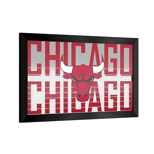 Горизонтальное настенное зеркало Chicago Bulls с тонкой рамкой, 38 см x 66 см Trademark Gameroom