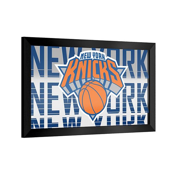 Горизонтальное зеркало для бара New York Knicks, размер 38 см x 66 см, стеклянное, с тонкой рамкой Trademark Gameroom