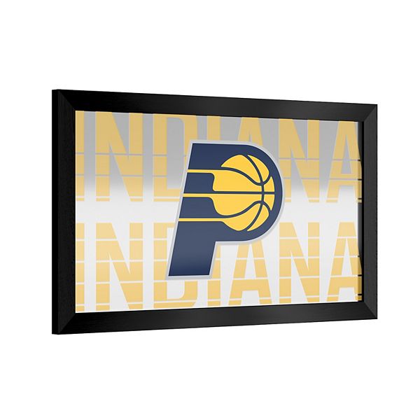 Зеркало для бара Indiana Pacers, 38 см x 66 см, стеклянное, тонкая рама, крепление на стену горизонтальное Trademark Gameroom