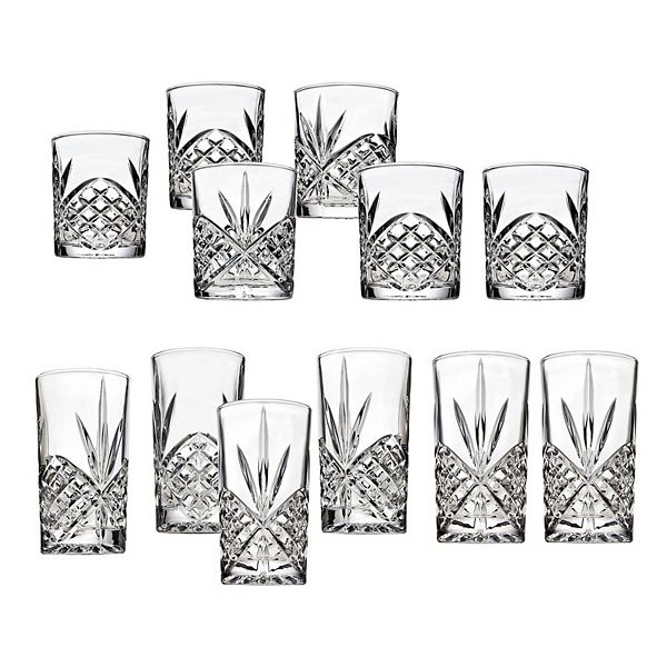 Godinger 12-Piece Silver Dublin Crystal Double Old Fashion & Highball Glassware Set Godinger Silver