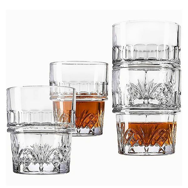 Godinger Silver 4-Pack Dublin Crystal Stackable Double Old Fashioned Glasses Godinger Silver