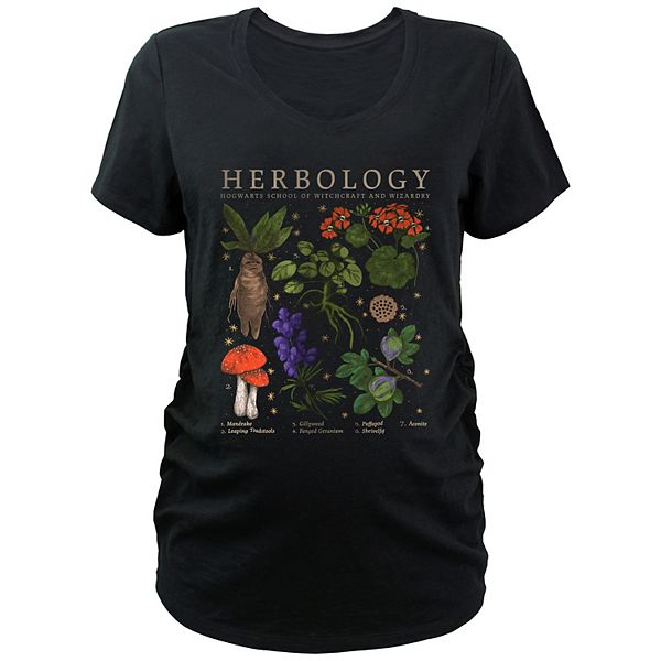 Футболка для беременных с графикой Herbology Chart из Гарри Поттера, с короткими рукавами и V-образным вырезом Harry Potter