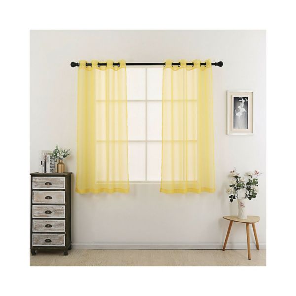 Kate Aurora 2 Piece Designer Sheer Voile Grommet Top Window Curtains Kate Aurora