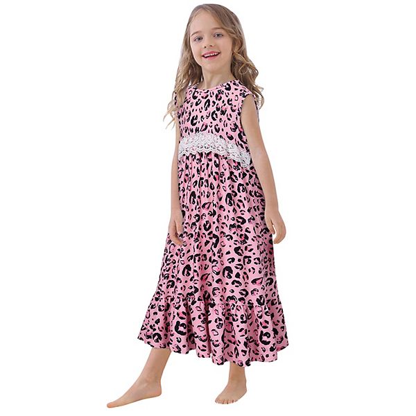 Girls Nightgown Dress Princess Lace Sleeveless Pajamas Cute Nightwear for 4-12 Year Old Little Girl Kojooin