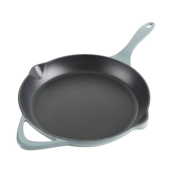 11 Inch Round Enameled Cast Iron Skillet in Ombre Green Gibson Everyday