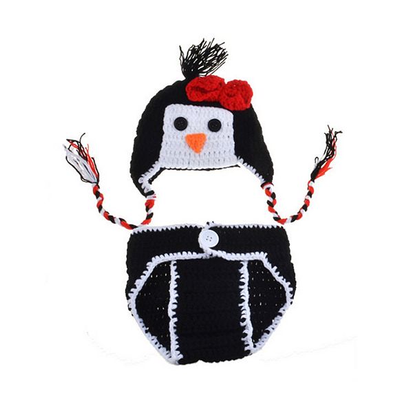 Baby Girls Crochet Christmas Penguin Photography Prop Laurenza's