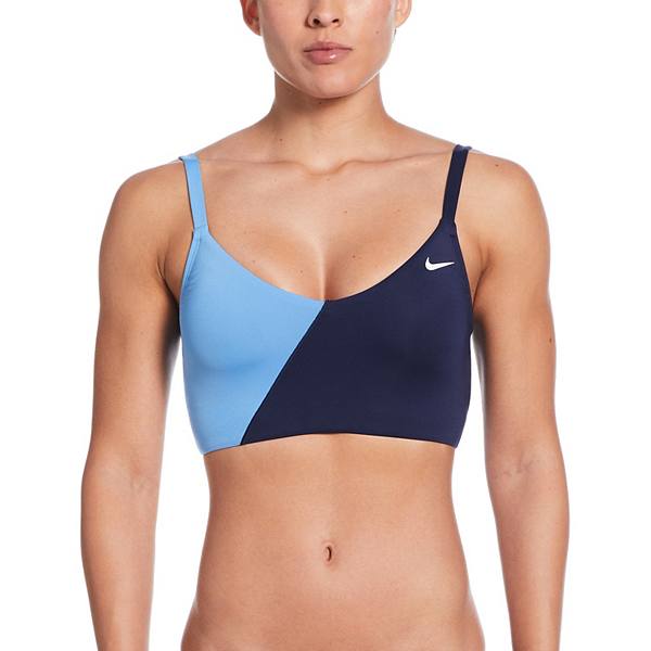 Women's Nike Color Block V-Neck Midkini Swim Top Nike