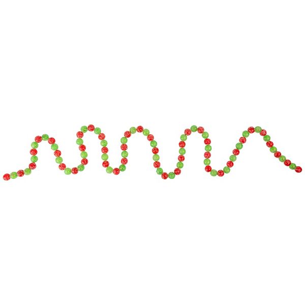 Искусственная новогодняя блестящая гирлянда в стиле конфет, красно-зеленая, 1х1х182 см Northlight