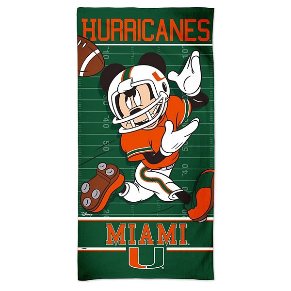 Пляжное полотенце Miami Hurricanes Disney Spectra, 76 x 152 см, яркий графический рисунок, полиэстер и хлопок Unbranded