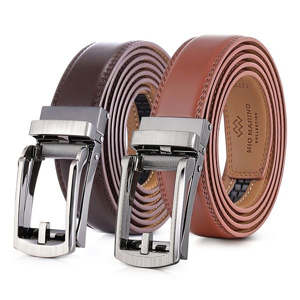 Men's Sleek Chic Leather Linxx 2 Pack Ratchet Belt Mio Marino