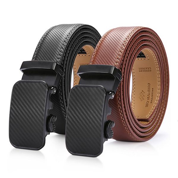 Men's Diagonal Weave 2 Pack Ratchet Belt Mio Marino