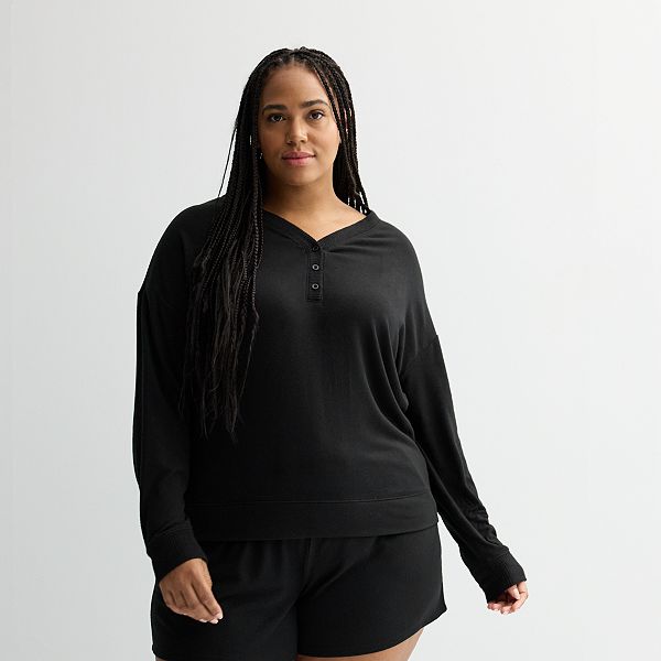 Plus Size Sonoma Goods For Life® Long Sleeve Henley Pajama Top Sonoma