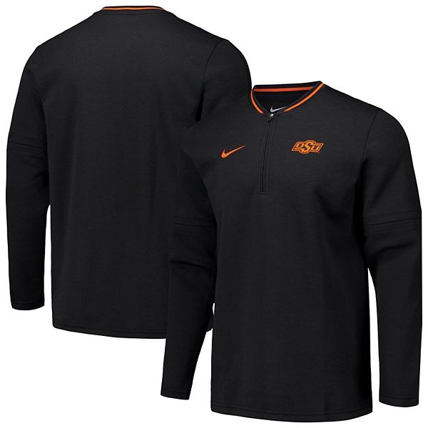 Мужская черная куртка Oklahoma State Cowboys от Nike с молнией 1/4, технологией Dri-FIT и съемными рукавами NCAA