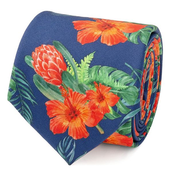 Tropical Hibiscus Men's Navy Tie Altr/Ego