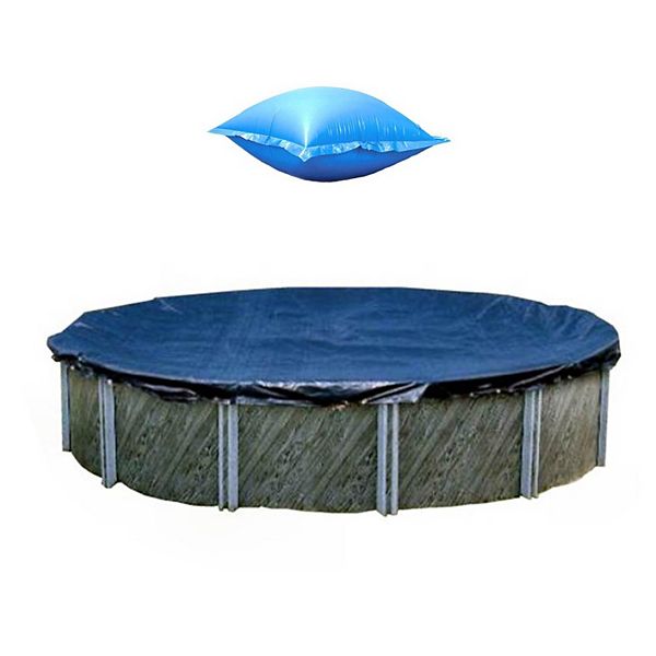 Swimline 28 Foot Round Winter Pool Cover + 4x8 Winterizing Closing Air Pillow Swimline