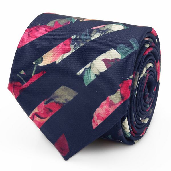 Painted Floral Navy Stripe Silk Men's Tie Altr/Ego