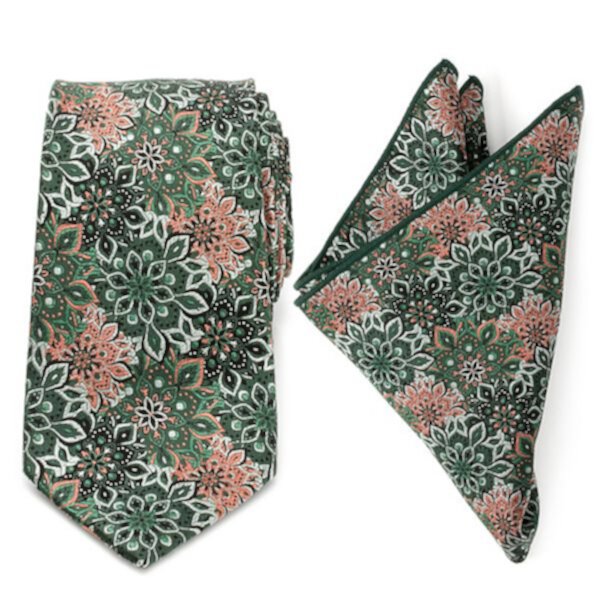 Green Floral Tie And Pocket Square Gift Set Altr/Ego