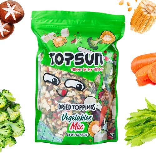 Dried Ramen Toppings Vegetable Mix, 12 Veggie Blend, 14oz Dehydrated Vegetables for Ramen, Gluten-Free, Special Added Goji VSlice