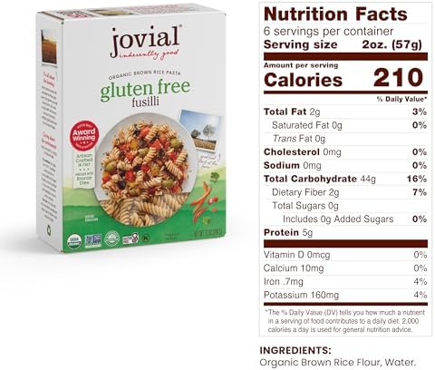 Jovial Whole Grain Brown Rice Pasta Variety Pack (Penne, Fusilli, Caserecce) - Whole Grain Pasta, Organic Pasta, Gluten Free, Dairy Free, Brown Rice Pasta, Made in Italy - 12 Oz, 9 Pack Jovial