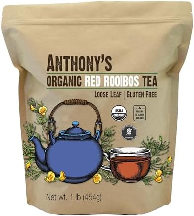 Anthony's Organic Red Rooibos Loose Leaf Tea, 1 lb, Gluten Free, Non GMO, Non Irradiated, Keto Friendly Anthony's