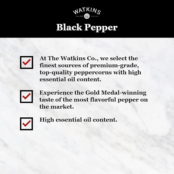 Watkins Gourmet Spice Tin, Pure Ground Black Pepper, 12 oz. Tin, 1 Count Watkins