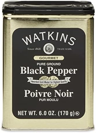 Watkins Gourmet Spice Tin, Pure Ground Black Pepper, 6 oz. Tin, 1-Pack Watkins