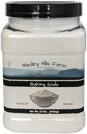 Baking Soda Aluminum Free By Medley Hills Farm 2.5 Lbs. in Reusable Container - Gluten-Free All Purpose Baking Soda for Cooking, Baking & Cleaning - Made in USA Medley Hills Farm