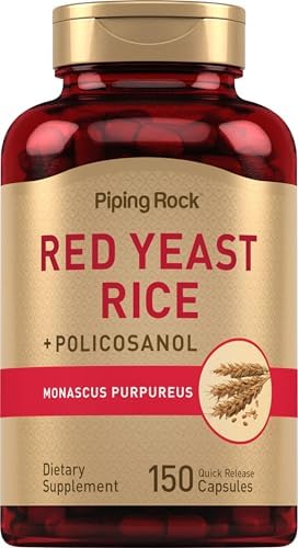 Piping Rock Red Yeast Rice 600 mg | 150 Capsules | with Policosanol | Non-GMO, Gluten Free Supplement Piping Rock