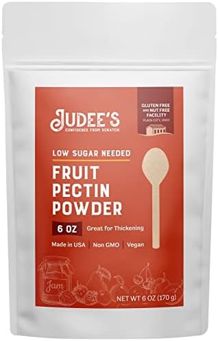 Judee's Fruit Pectin Powder Low Sugar Needed 6 oz - 100% Non-GMO and Vegan - Gluten-Free and Nut-Free - Made in USA - Great for Thickening - Use to Make and Stabilize Jams and Jellies Judee's Gluten Free