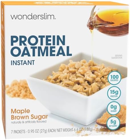 Wonderslim Instant Protein Oatmeal, Apple & Cinnamon, Gluten Free, Low Carb (7ct) WonderSlim