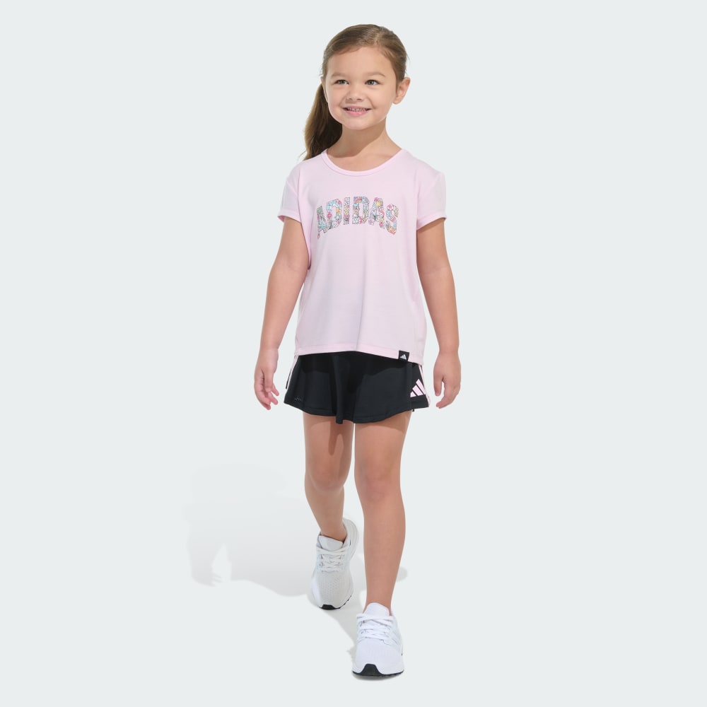 Two-Piece Pleated Tee and Flounce Skort Set Adidas