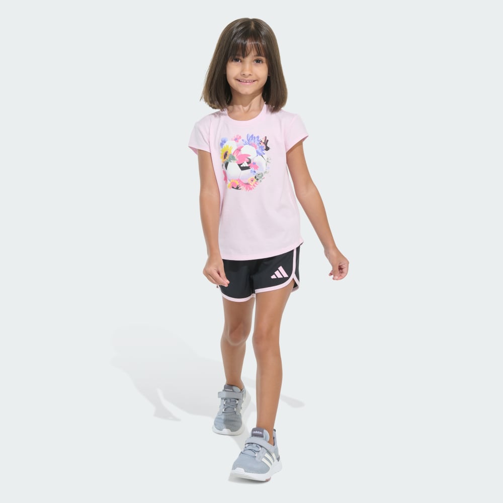 Two-Piece Cap Sleeve Tee and Woven Shorts Set Adidas