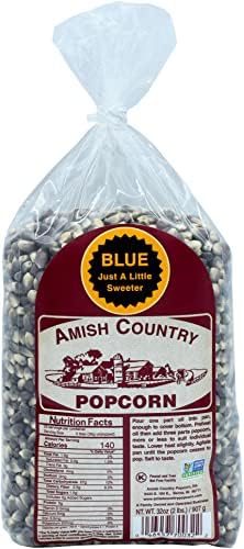 Синий попкорн, 453 г, без ГМО и глютена, низкокалорийный, без орехов Amish Country Popcorn