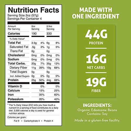 Органическая эдамаме паста с высоким содержанием белка, без глютена, низкоуглеводная, 227 г (упаковка из 2) The Only Bean