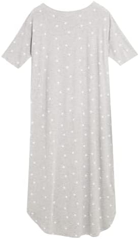 Marks and Spencer Women's Viscose Star Print Long Nightdress, Grey Mix, 16 Marks & Spencer