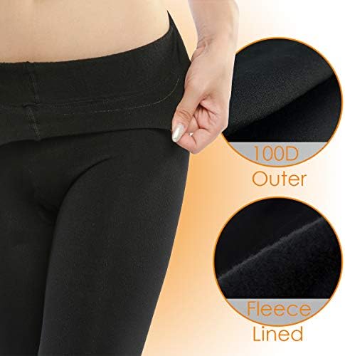 G&Y 2 Pairs Fleece Lined Tights for Women - 100D Opaque Warm Winter Pantyhose Footless Tights G&Y