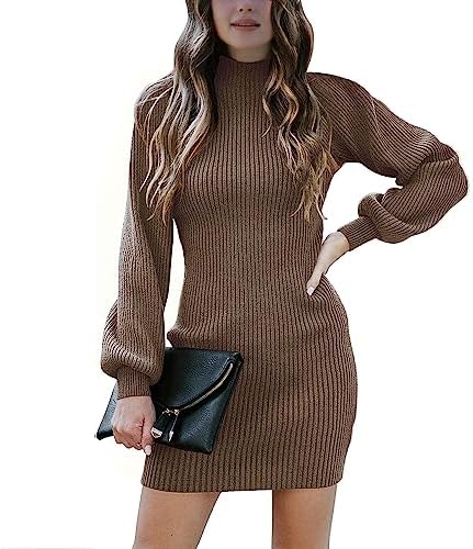 G&Y Women Turtleneck Long Sleeve Knit - Slim Sweater Bodycon Mini Sweater Dress G&Y