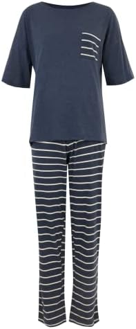 Marks & Spencer Women's Short Sleeve Long Leg Cotton Rich Stripe Pajama Set Marks & Spencer